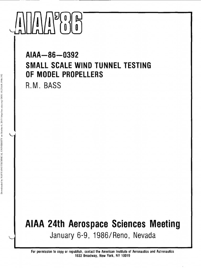 Small Scale Wind Tunnel Testing of Model Propellers PDF Reynolds
