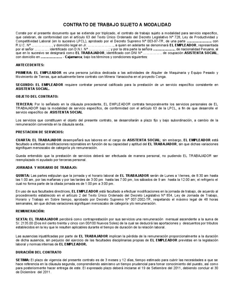 Contrato de Trabajo de Oficina | PDF | Salario | Tiempo de trabajo