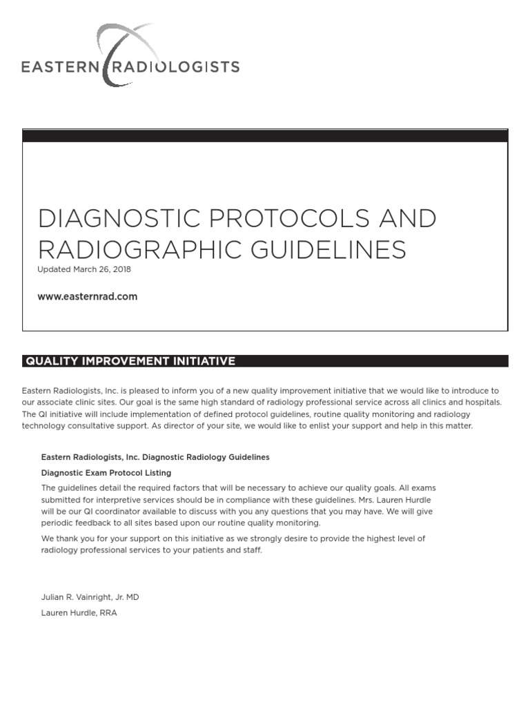 Radiology Protocol Guidelines Update | PDF | Radiology | Anatomical ...