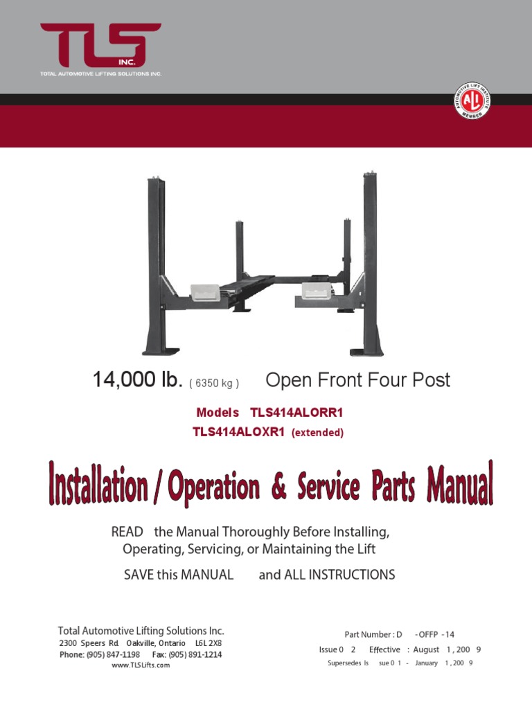 Four Post Lift Installation Manual | PDF | Elevator | Valve