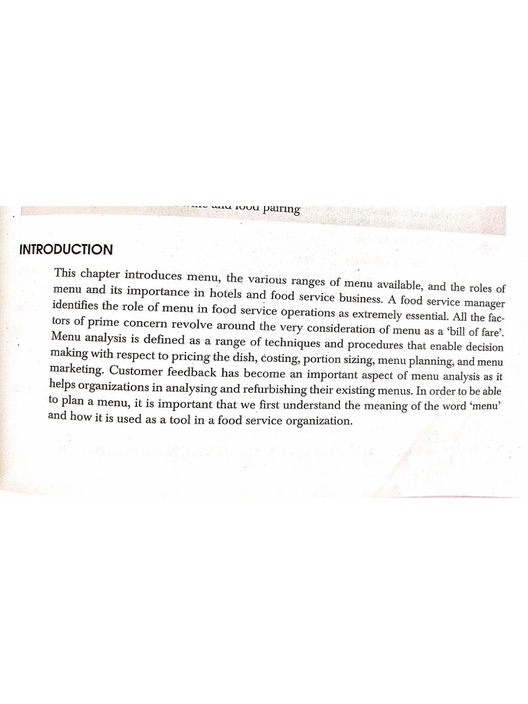 Menu Planning In Food Production Pdf