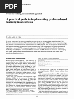 A Practical Guide To Implementing Problem-Based Learning in Anesthesia