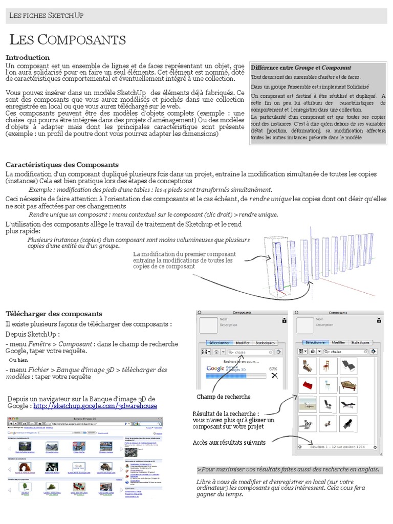 Composants SketchUp : Guide Pratique | PDF | SketchUp | Logiciel