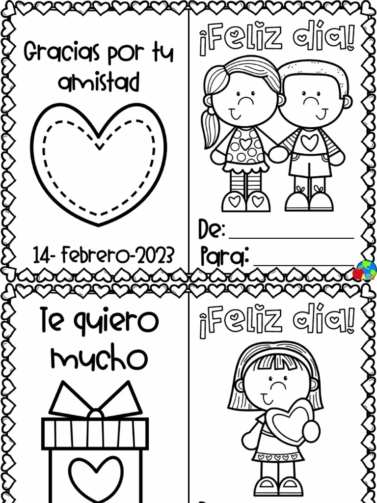 Tarjetas de Amor y Amistad para Colorear | PDF | Deportes y actividades ...
