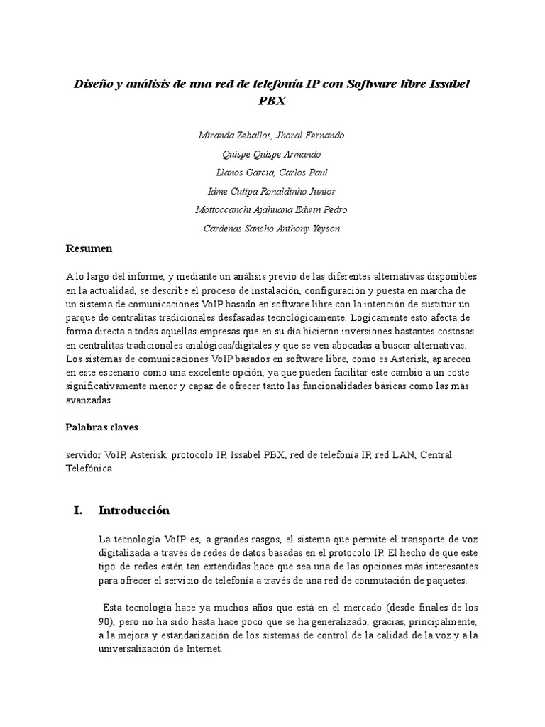Implementación de Telefonía IP con Issabel | PDF | Voz sobre IP ...