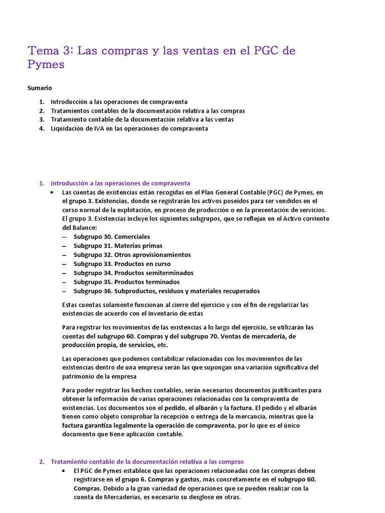 Contabilidad de Compras y Ventas PGC Pymes | PDF | Factura | Contabilidad