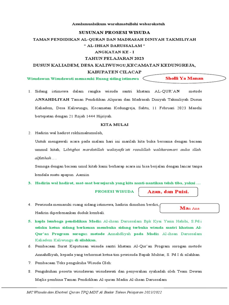 Proses Wisuda Santri Khatam Al-Quran | PDF
