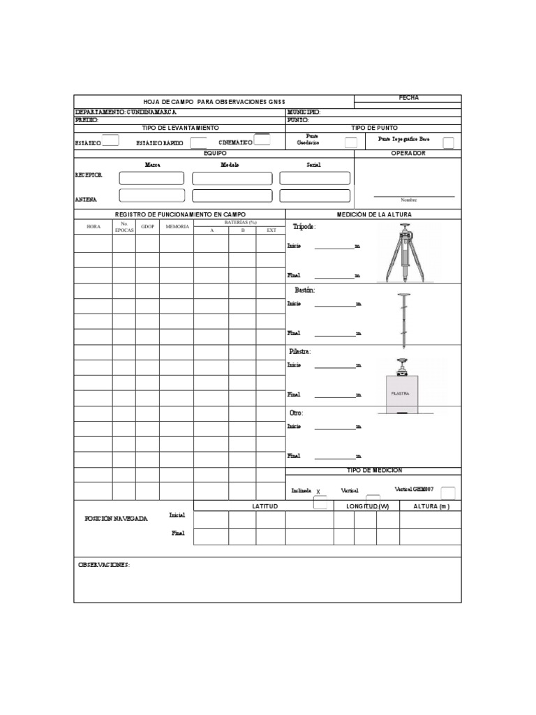Hoja de Campo GNSS Cundinamarca | PDF | Science | Datos geográficos e ...