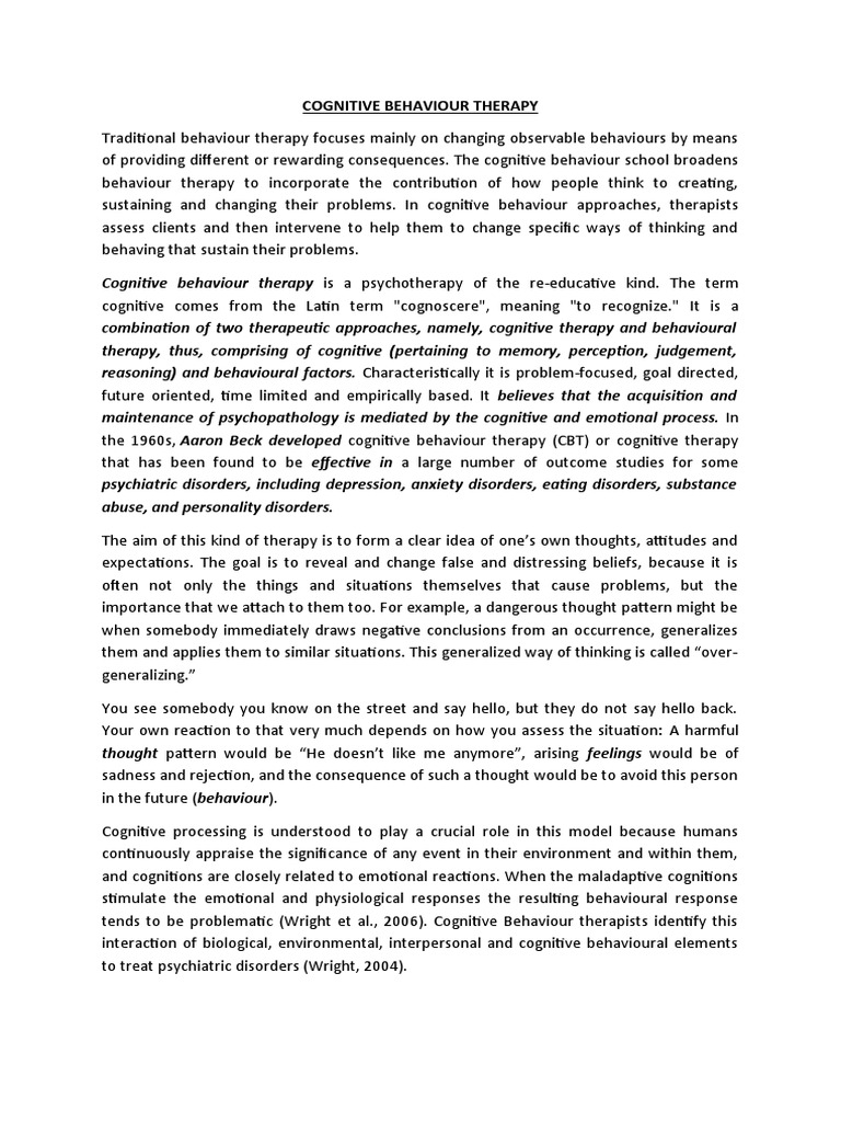 Understanding Cognitive Behaviour Therapy | PDF | Rational Emotive ...