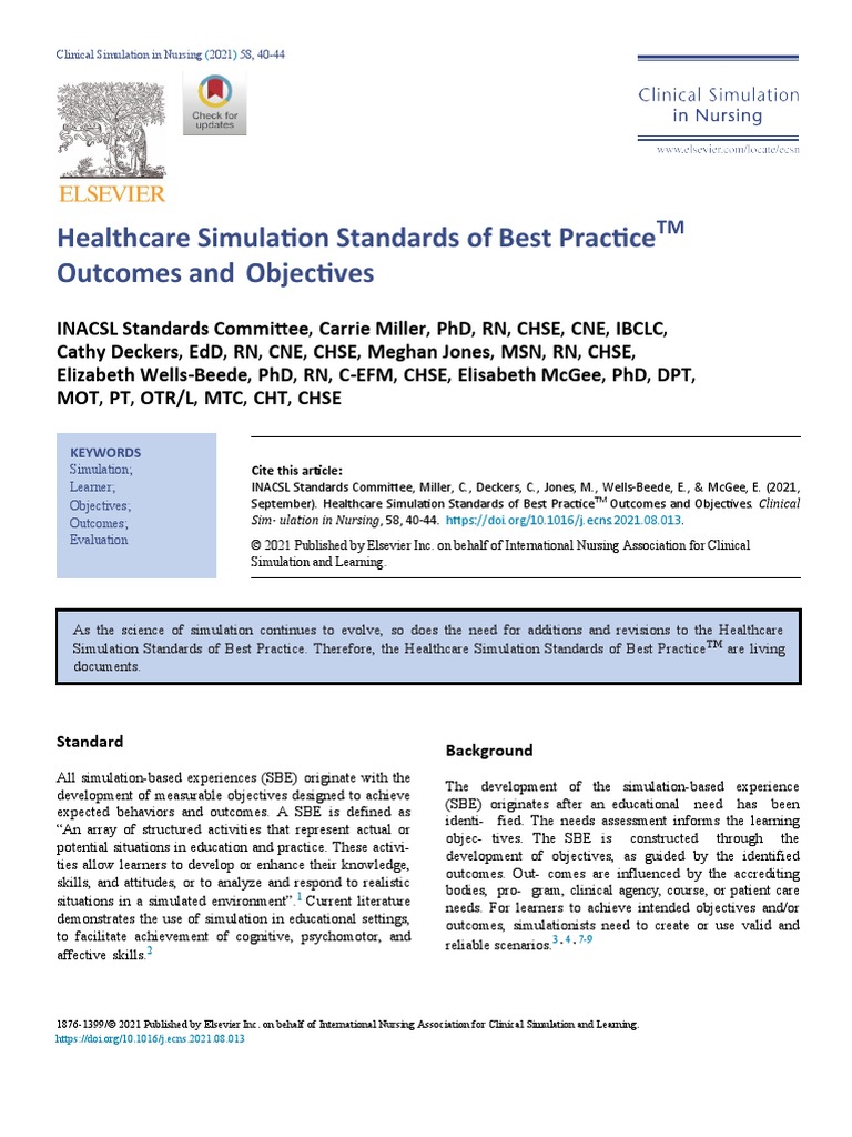 Healthcare Simulation Standards of Best PracticeTM RESULTADOS Y