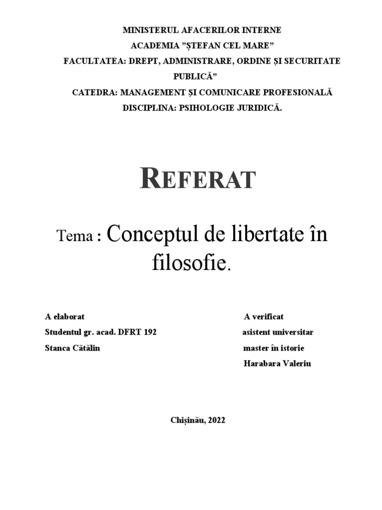Conceptul de Libertate in Filosofie | PDF