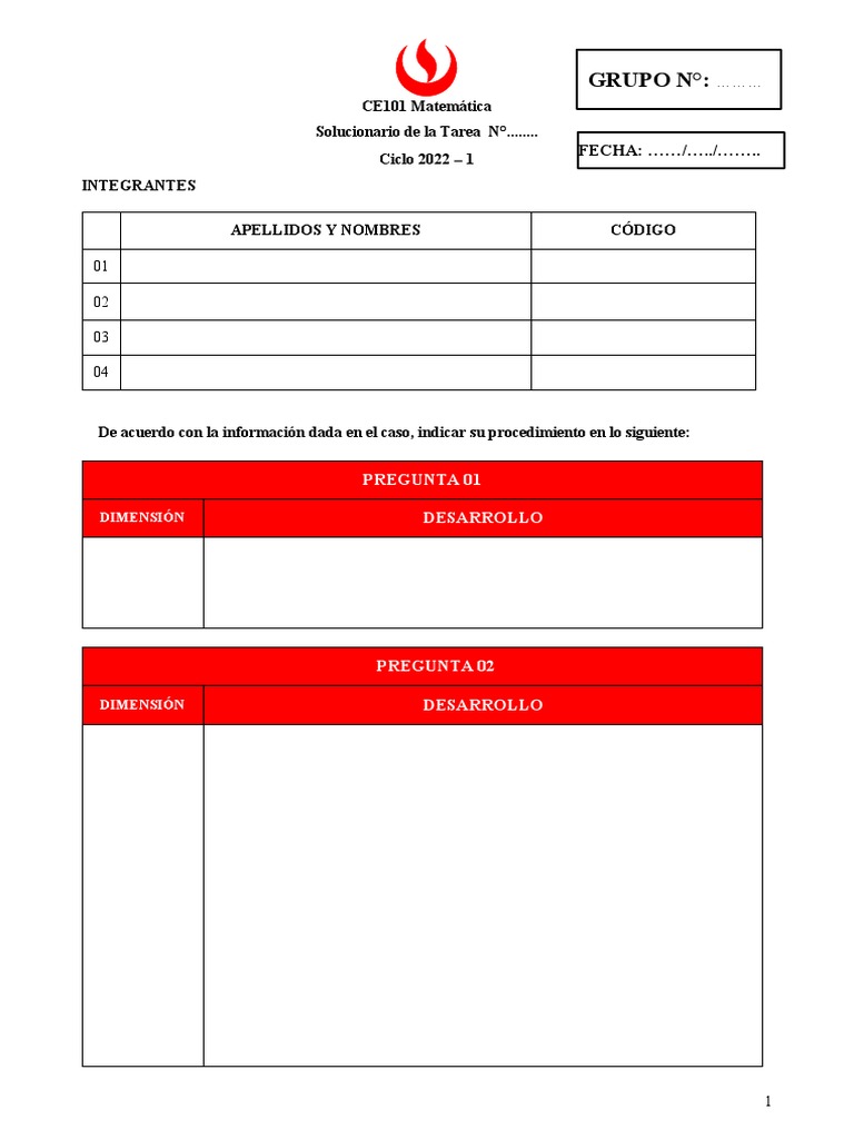 CE101 - Formato de Solucionario - Tarea - 2022 | PDF