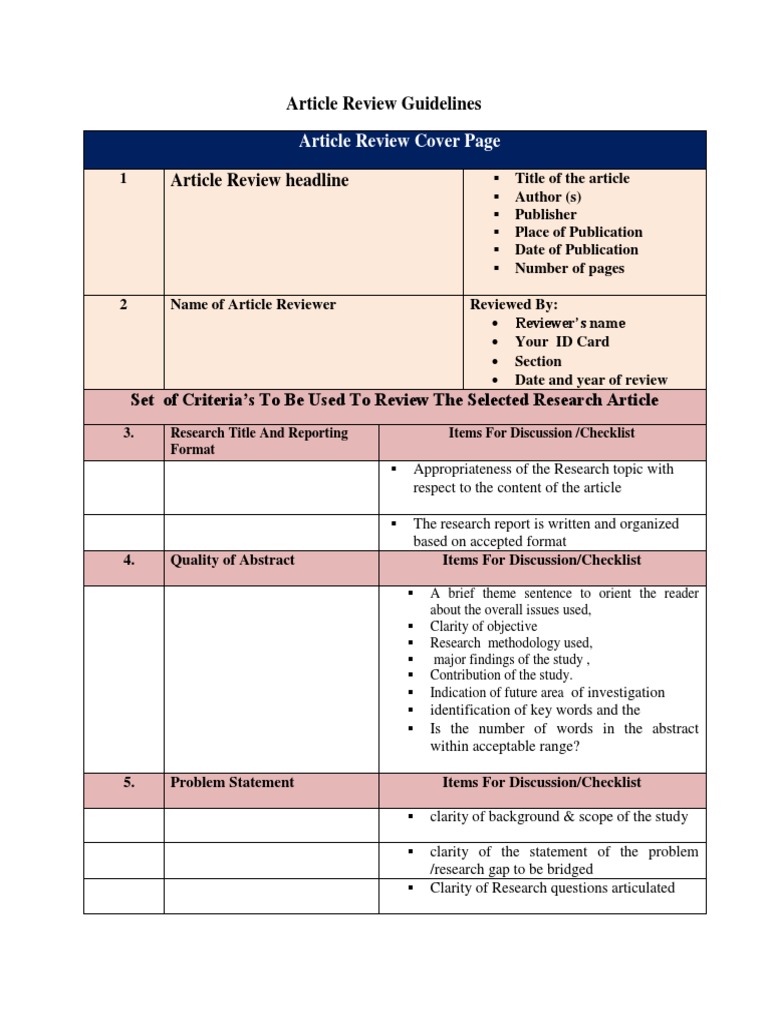 Article Review Guideline 2022 | PDF | Data | Observation