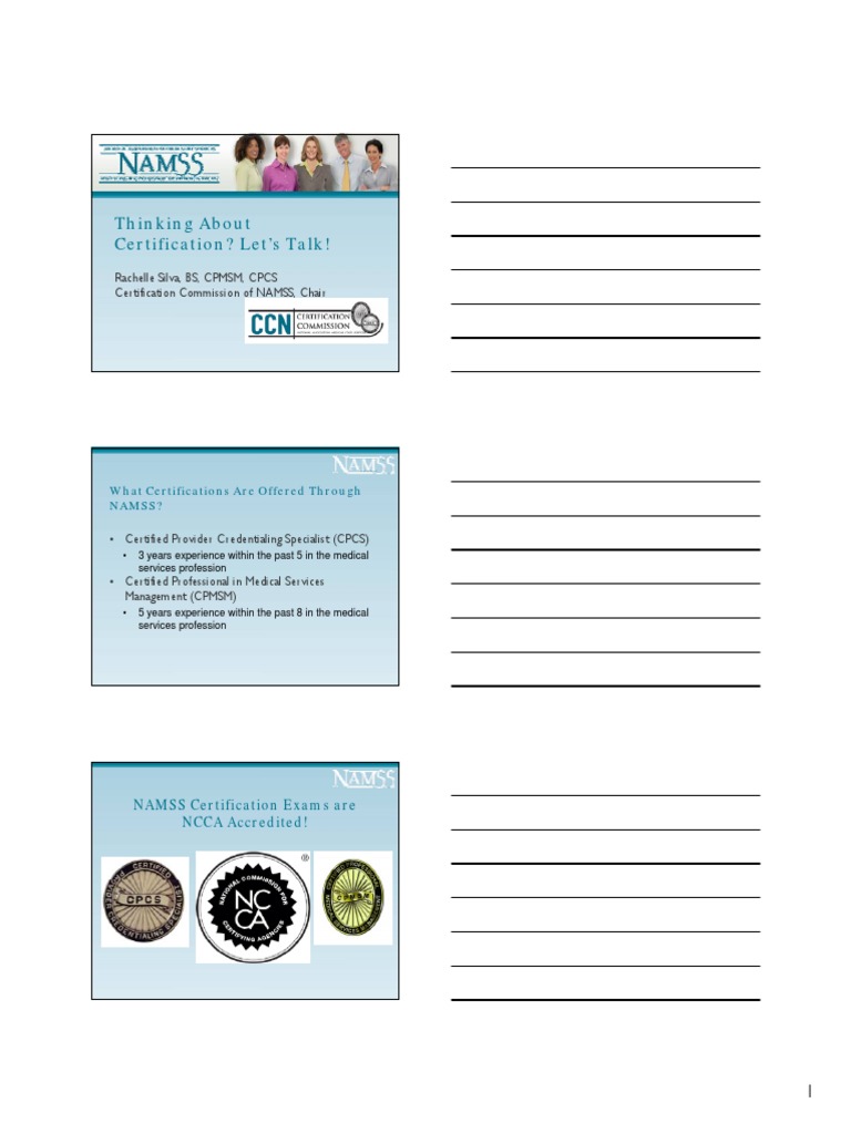 Namss Cert Webinar Slides Read-Only | PDF | Certification