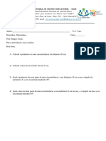 Prova de Matemática com Questões sobre Círculos e Circunferências