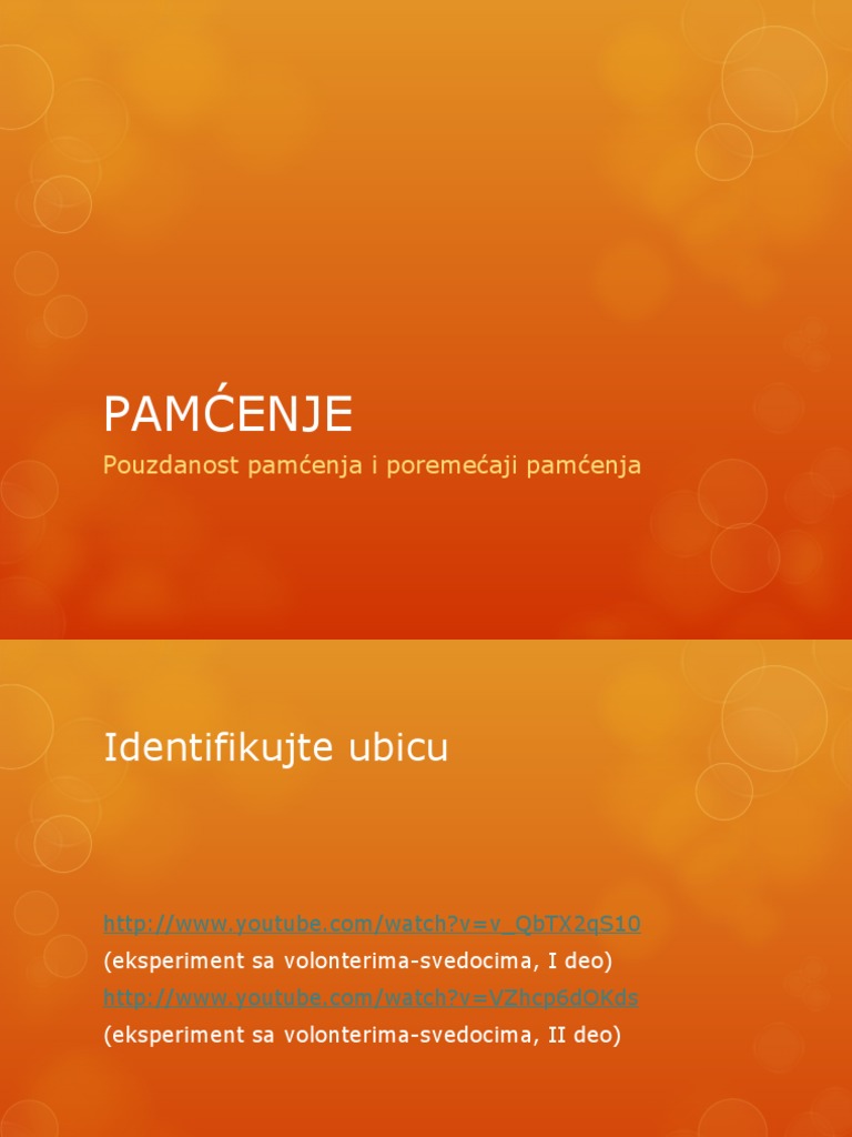 Pouzdanost Pamcenja I Poremecaji Pamcenja PDF
