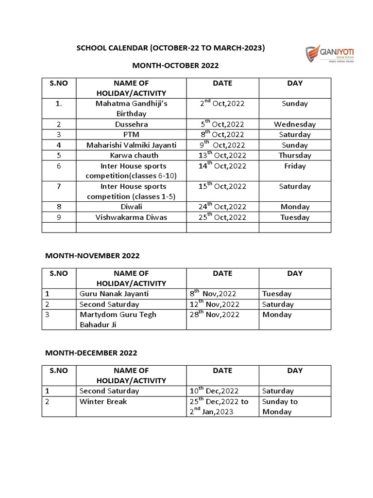 SCHOOL CALENDAR Final PDF Religious Holidays Observances