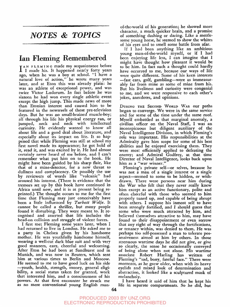 Ian Fleming Remembered: A Friend's Insightful Account of the Man Behind ...