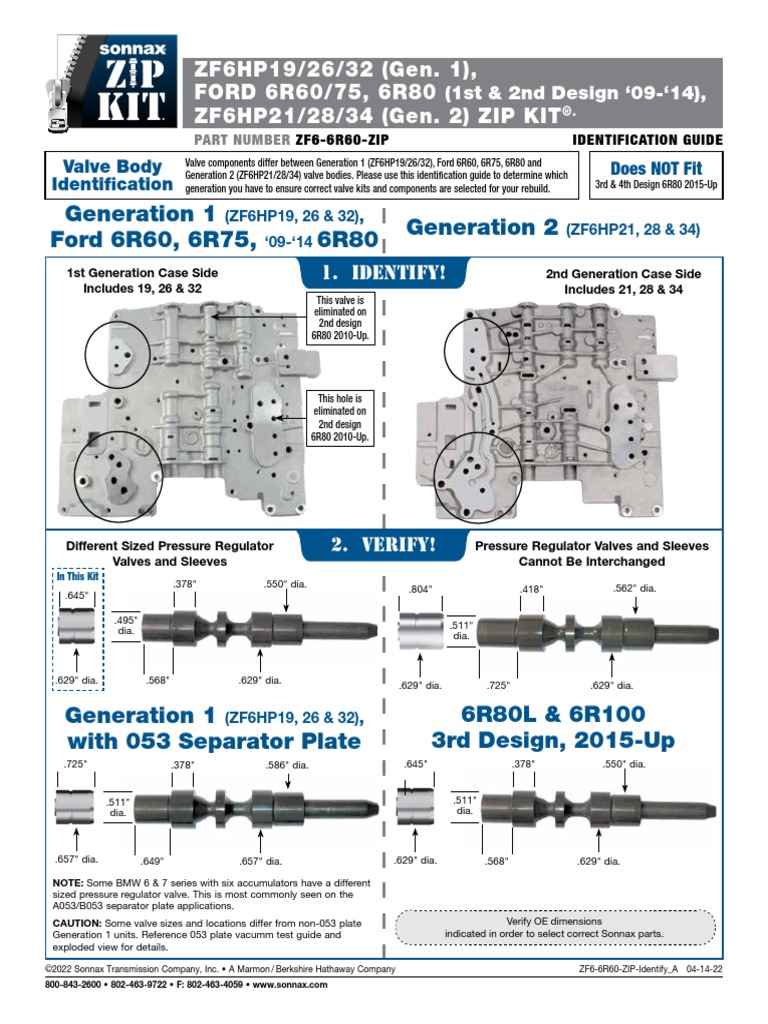 Generation 1 Ford 6R60, 6R75, 6R80 Generation 2 | PDF | Valve | Clutch