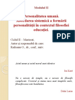 Personalitatea Umană. Abordarea Sistemică A Formării Personalităţii În Contextul Filosofiei Educaţiei