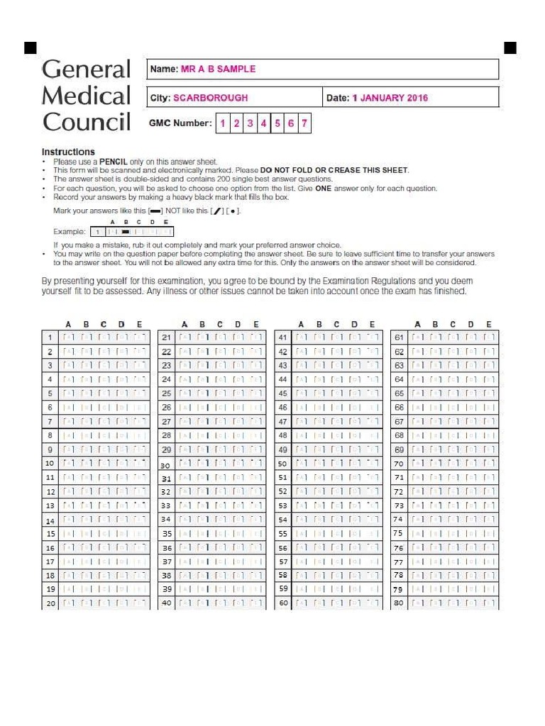 Plab 1 Answer Sheet PDF