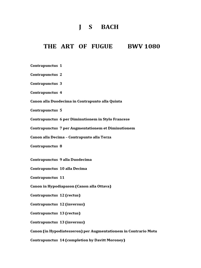 Bach Art of Fugue Prog Notes | PDF | Johann Sebastian Bach | Classical ...