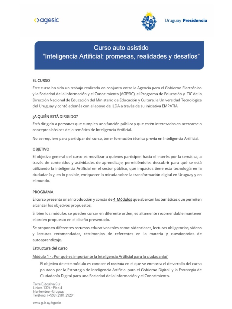 Guía Del Curso Ia Pdf Inteligencia Artificial Inteligencia Ia Y