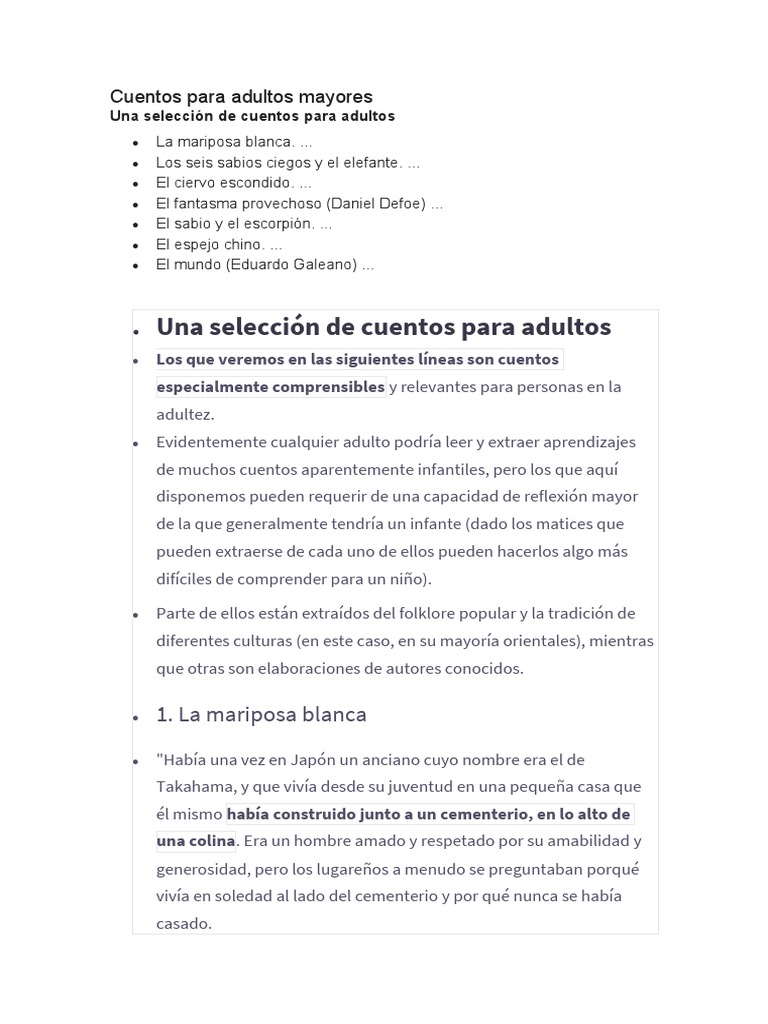 Cuentos para Adultos Mayores PDF Amor
