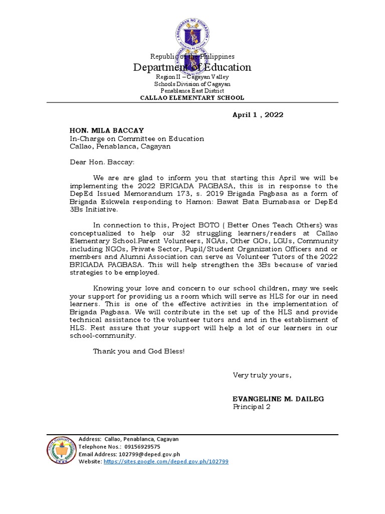 Proposal for a School Garden Project and Memorandum of Understanding