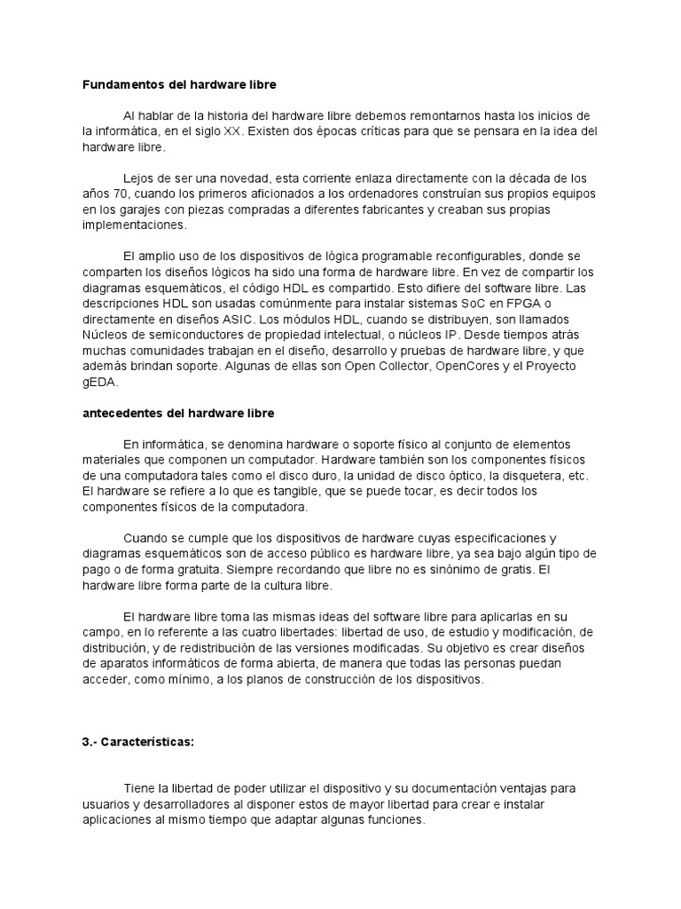 Fundamentos Del Hardware Libre Formación Crítica PDF Software libre