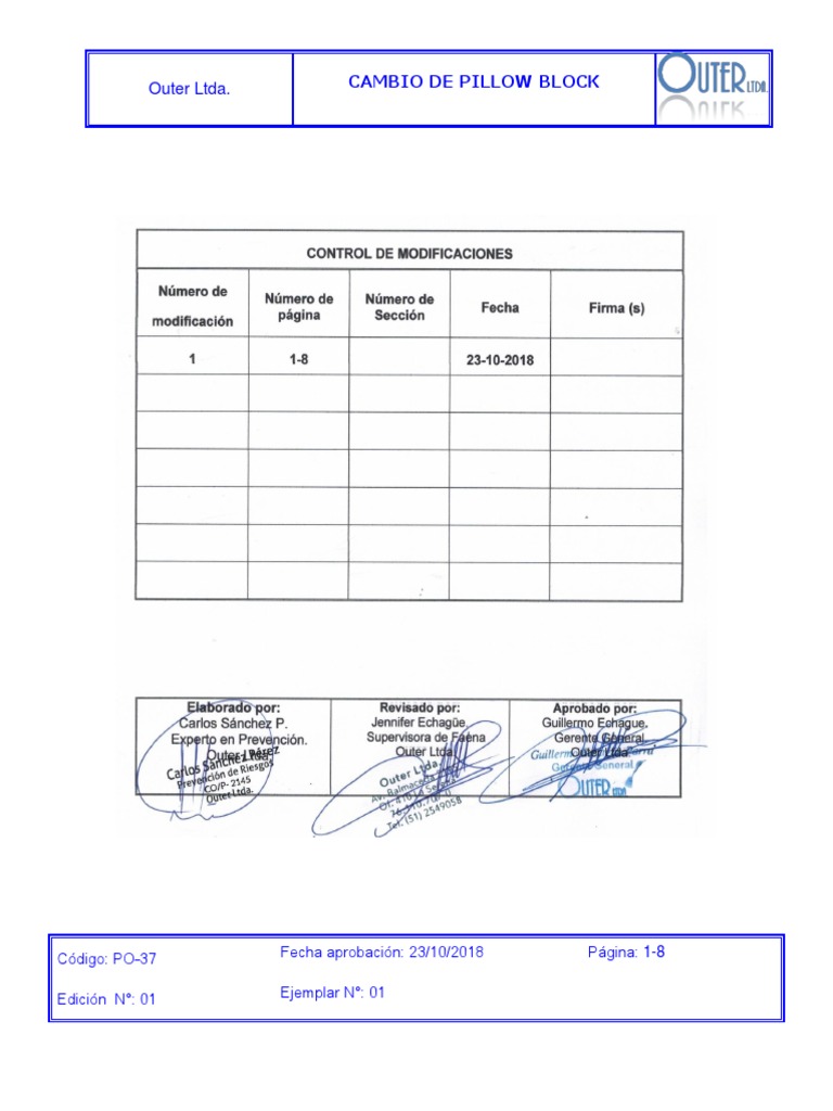 Procedimiento de Cambio de Pillow Block. PDF