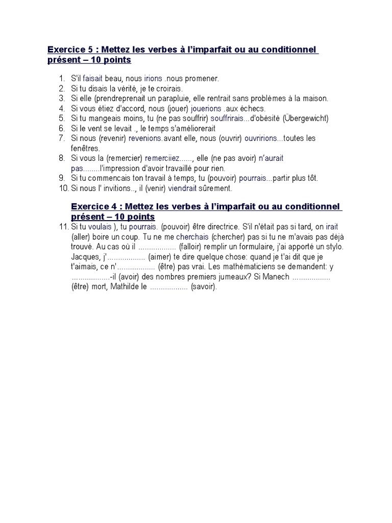 Exercices: Phrases Si | PDF