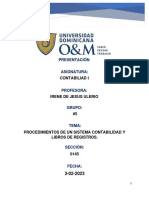 Procedimiento de Un Sistema Contabilidad y Libros de Registros.