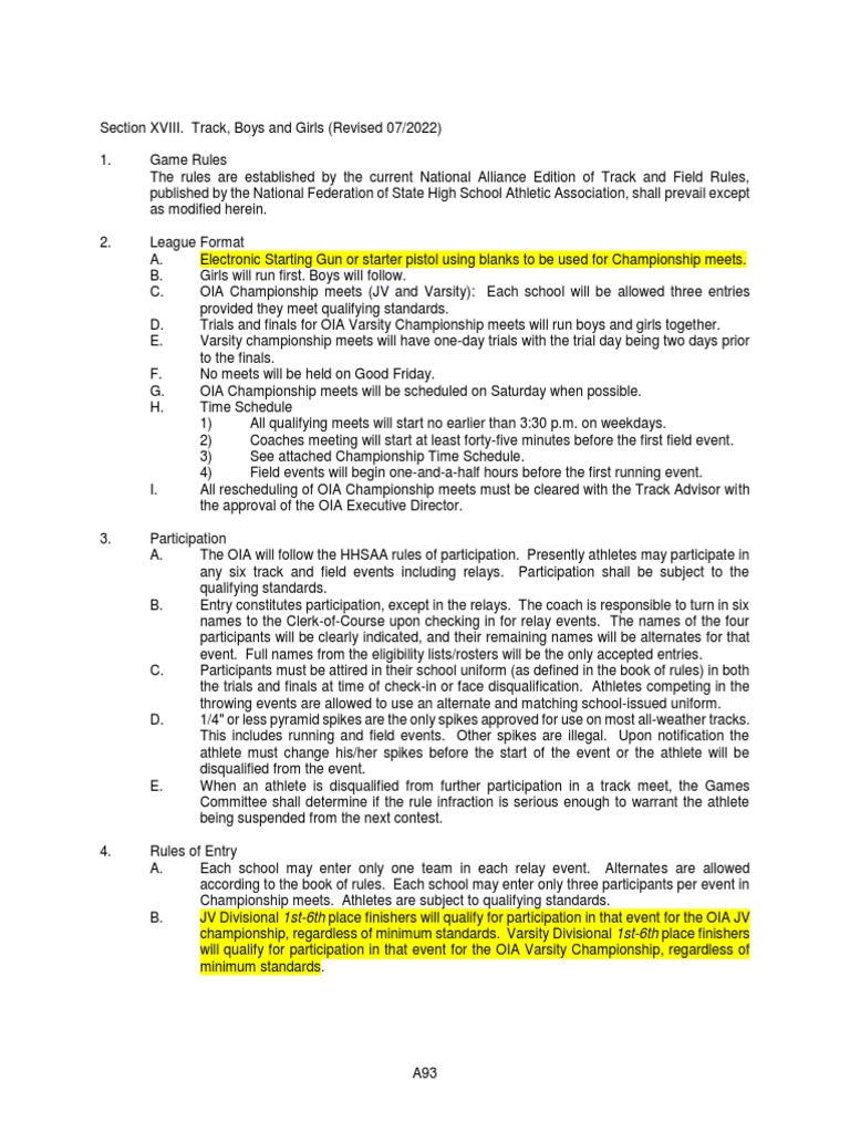 Track and Field Game Rules Updated July2022 PDF Track And Field