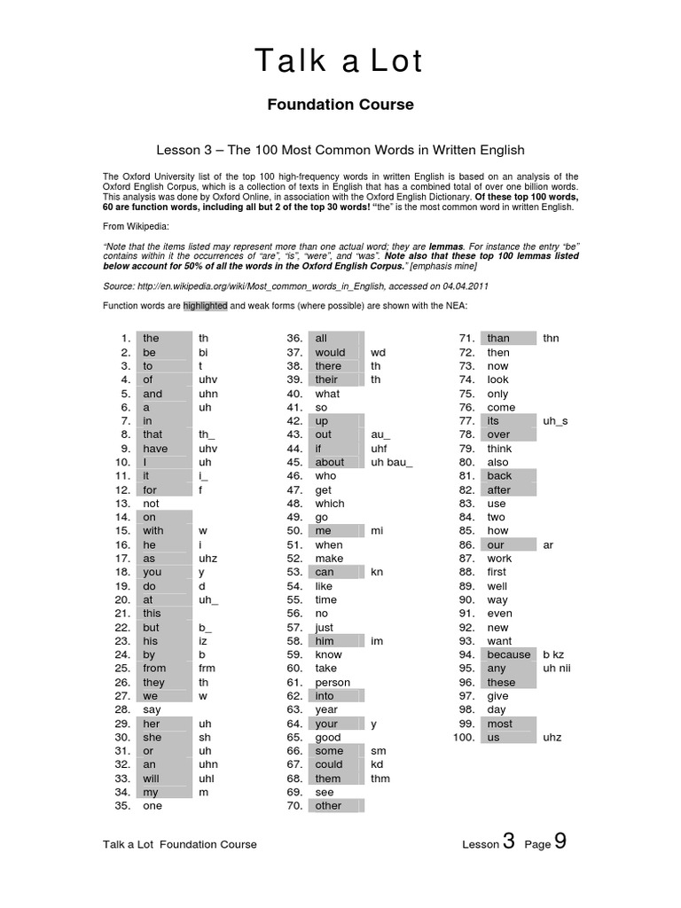 the-100-most-common-words-in-written-english-pdf-linguistics
