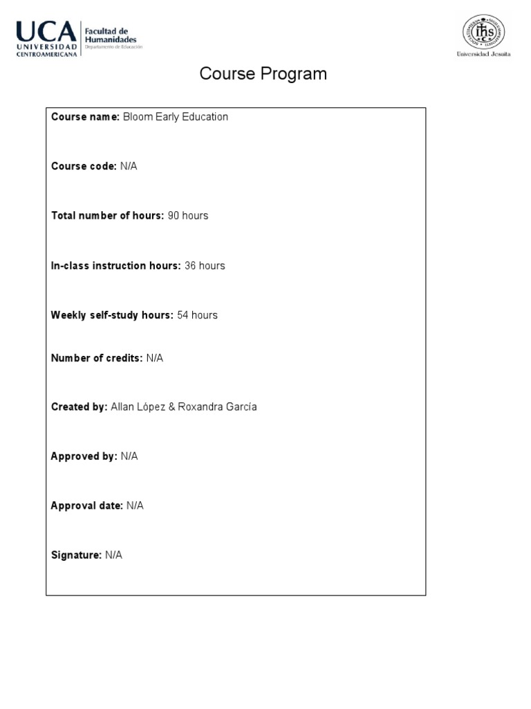 Course Program 1 Bloom Early Education A1 PDF Verb Adjective