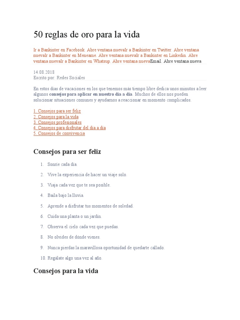 50 Reglas de Oro para La Vida | PDF