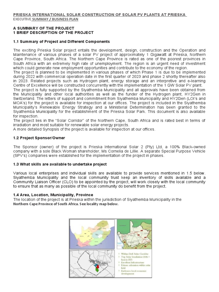 Prieska Solar Project Overview | PDF | Renewable Energy | Solar Energy