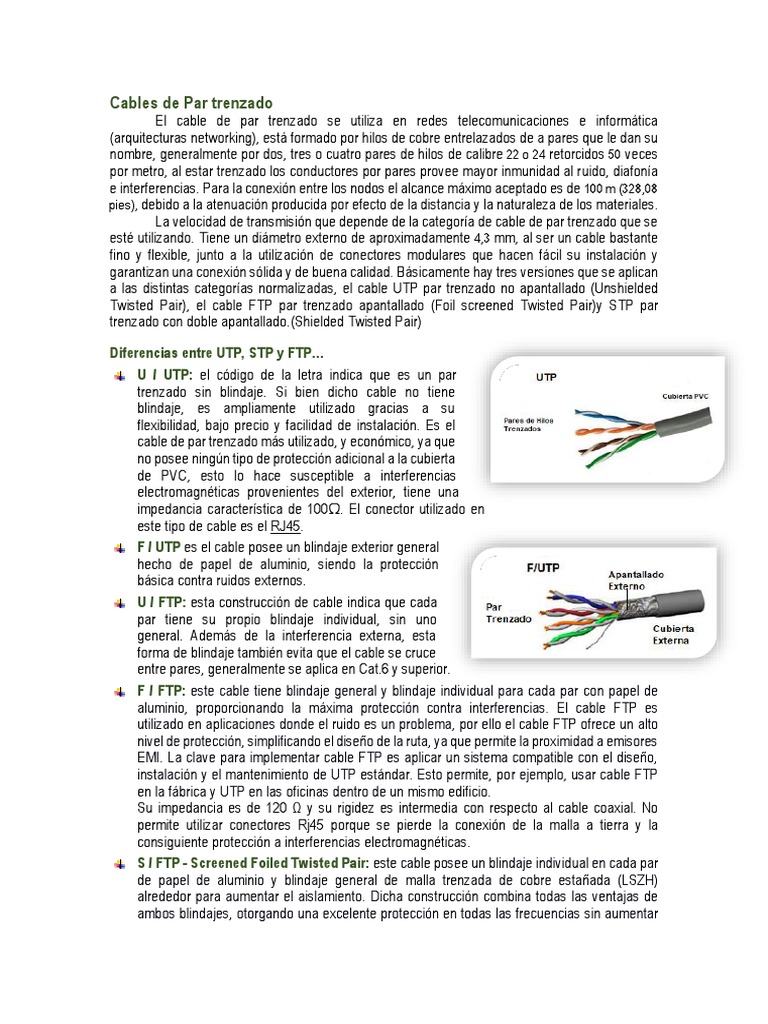 Cables de Par Trenzado | PDF | Telecomunicaciones | Ingenieria Eléctrica