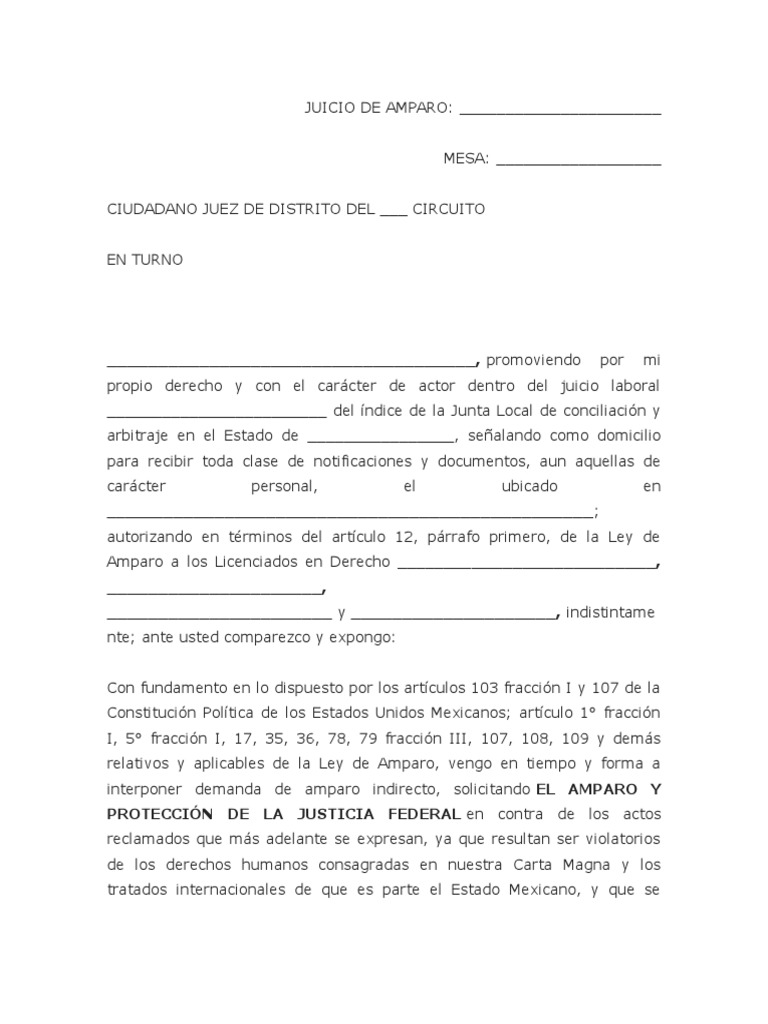 Demanda de Amparo Indirecto por Omisión | PDF | Justicia | Crimen y ...