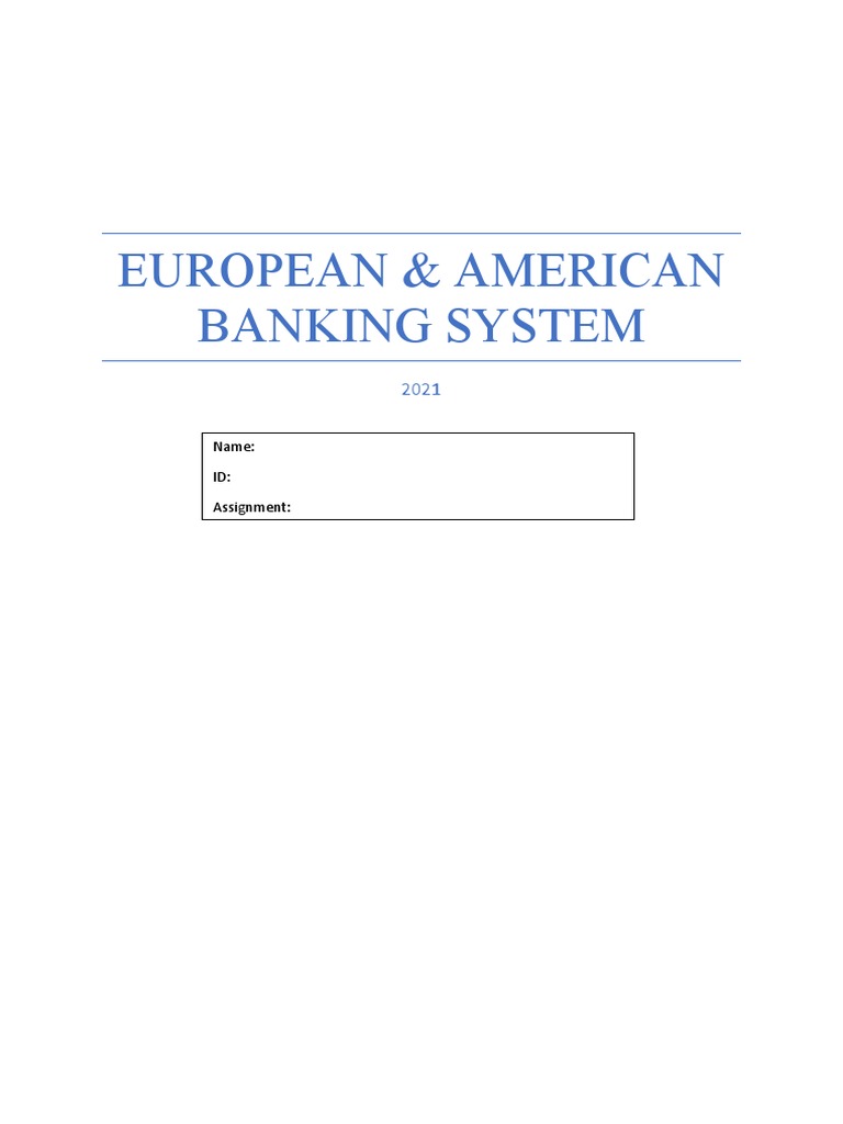 European and American Banking System PDF Banks European Union