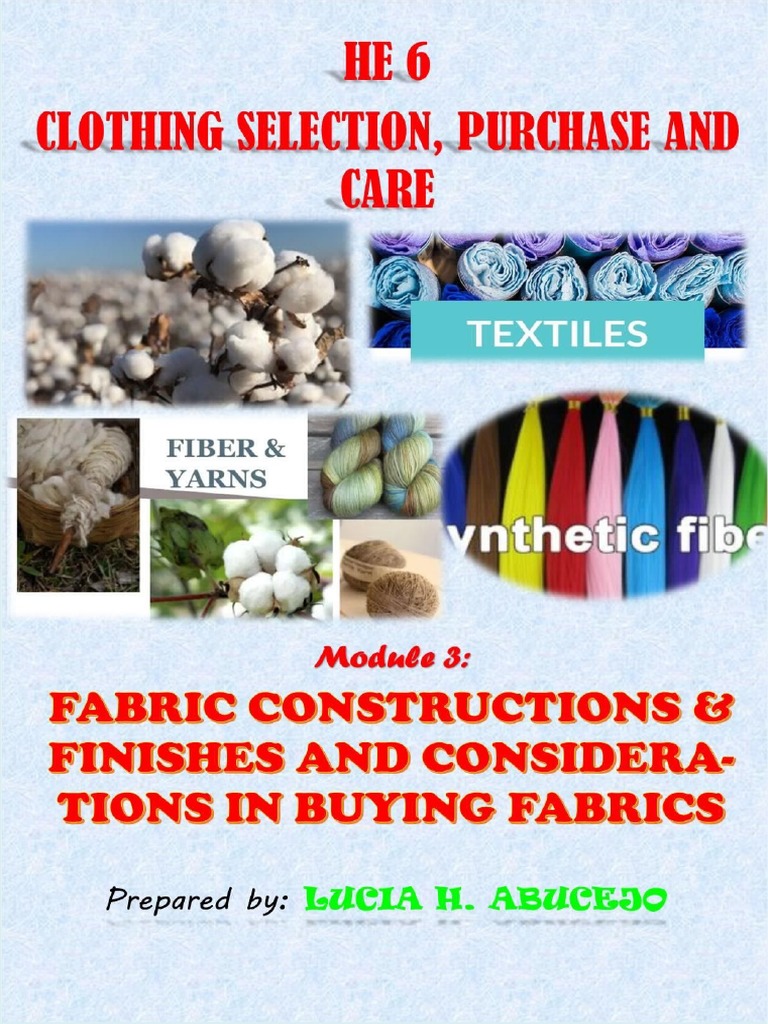Module 3 Clothing Selection, Purchase and Care PDF