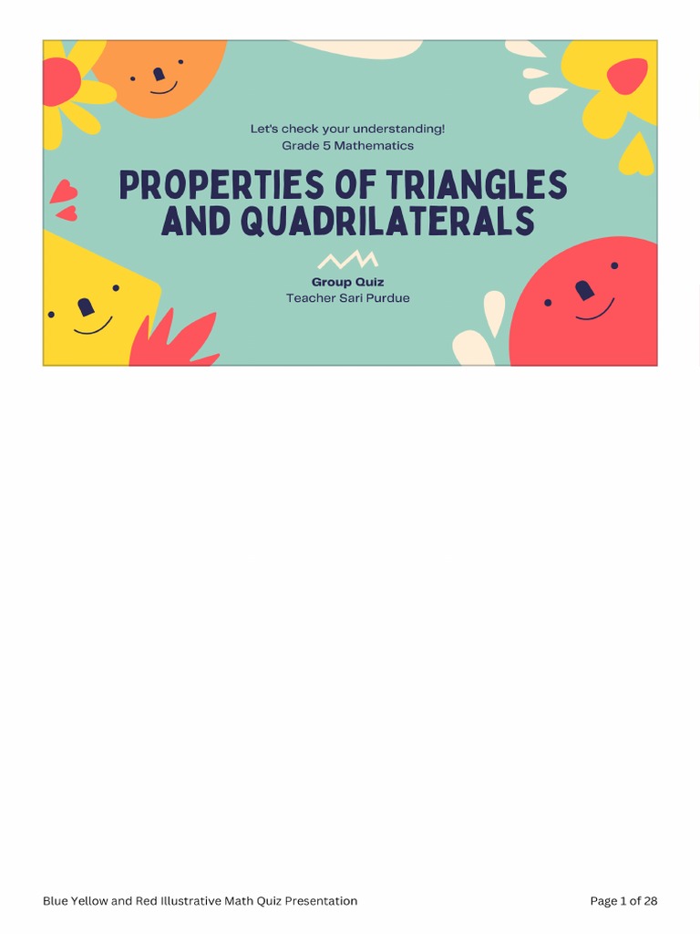 Blue Yellow and Red Illustrative Math Quiz Presentation | PDF