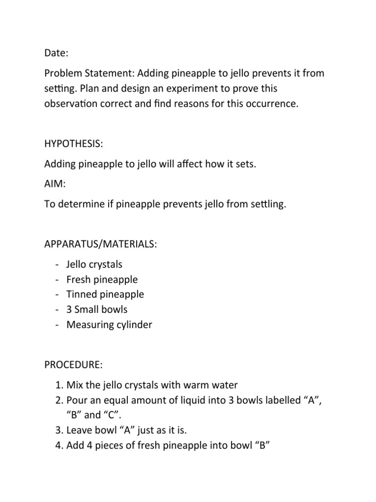 Does pineapple prevent jello from setting PDF