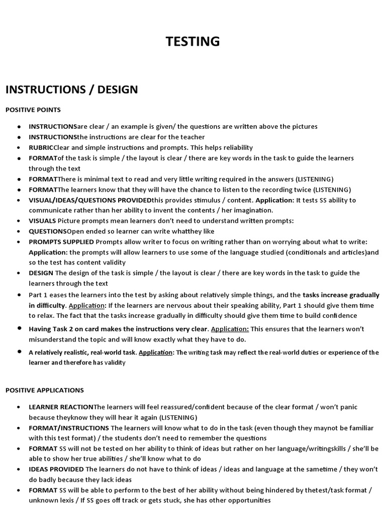 TESTING Paper 2 Task 1 PDF Learning Educational Assessment