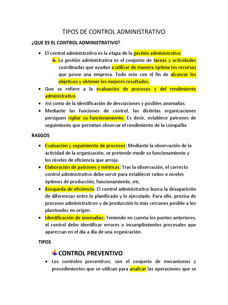 Los diferentes tipos de control administrativo y sus características ...