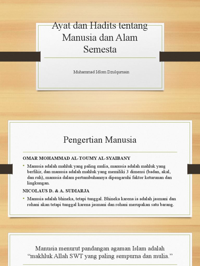 Ayat Dan Hadits Tentang Manusia Dan Alam Semesta | PDF