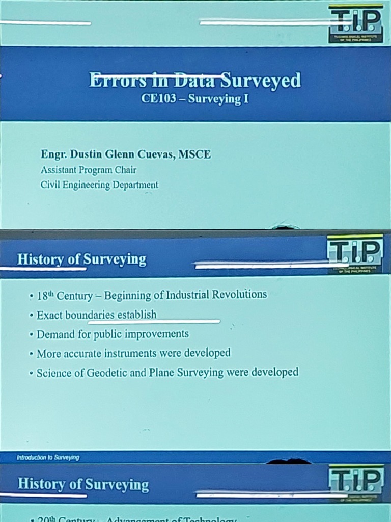 Lecture 1 SURVEYING 1 11 14 2022 | PDF | Surveying | Accuracy And Precision