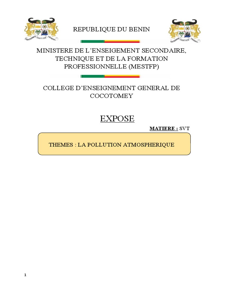 Pollution Atmosphérique : Causes et Solutions | PDF | Pollution de l ...