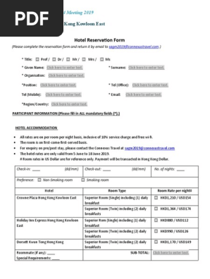 Hotel reservation form